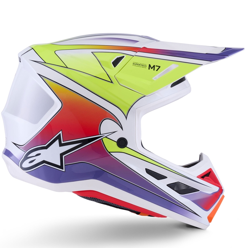 Cască motocross Alpinestars SM7 Fuse alb-fluo galben-violet