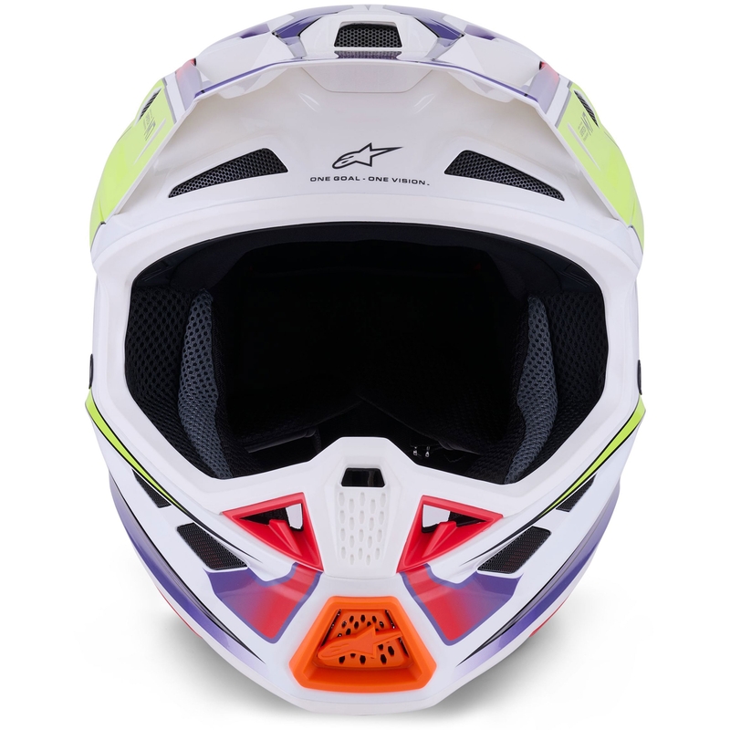Cască motocross Alpinestars SM7 Fuse alb-fluo galben-violet