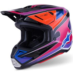 Cască motocross Alpinestars SM7 Fuse albastru-violet-roz