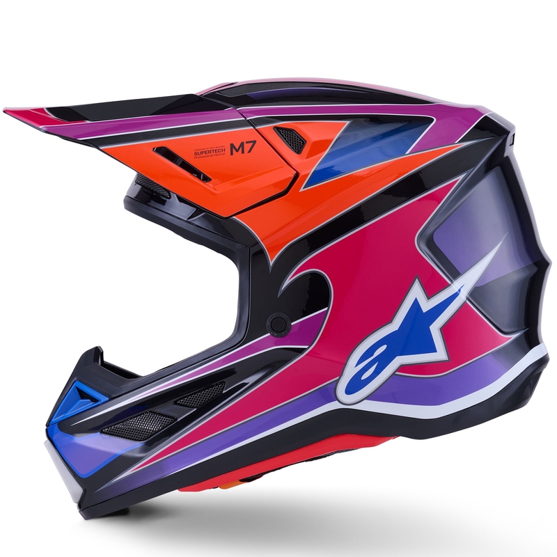 Cască motocross Alpinestars SM7 Fuse albastru-violet-roz