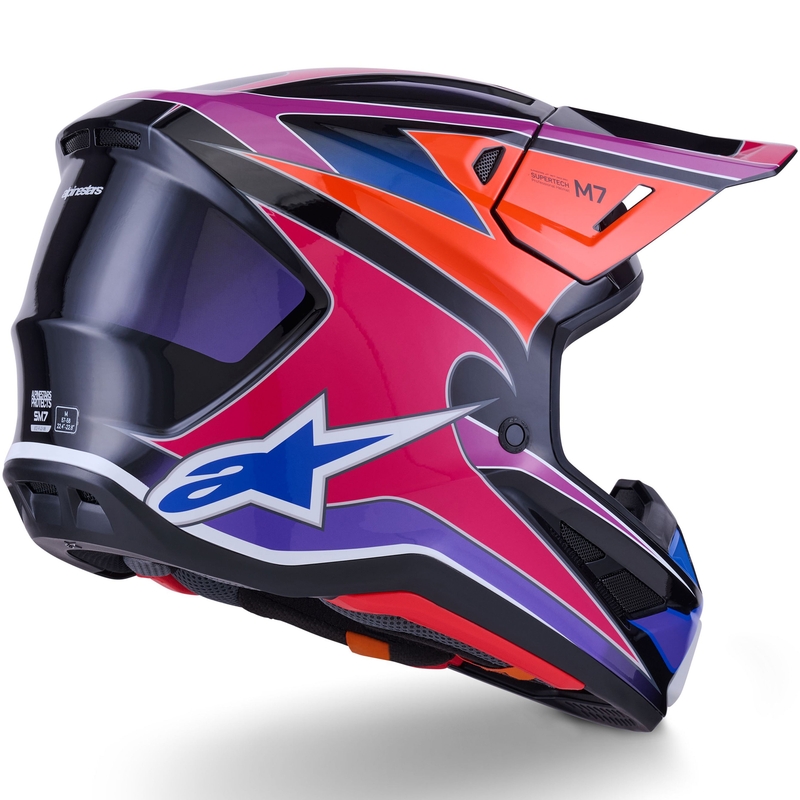 Cască motocross Alpinestars SM7 Fuse albastru-violet-roz