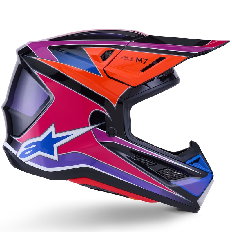 Cască motocross Alpinestars SM7 Fuse albastru-violet-roz