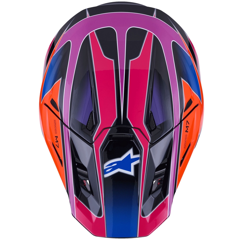 Cască motocross Alpinestars SM7 Fuse albastru-violet-roz