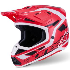 Cască motocross Alpinestars SM7 Deed roșu-negru-alb