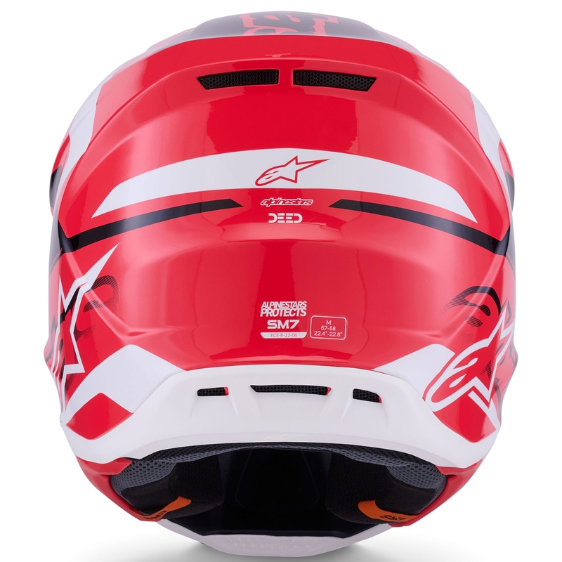 Cască motocross Alpinestars SM7 Deed roșu-negru-alb