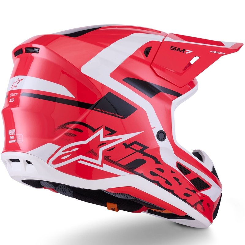 Cască motocross Alpinestars SM7 Deed roșu-negru-alb