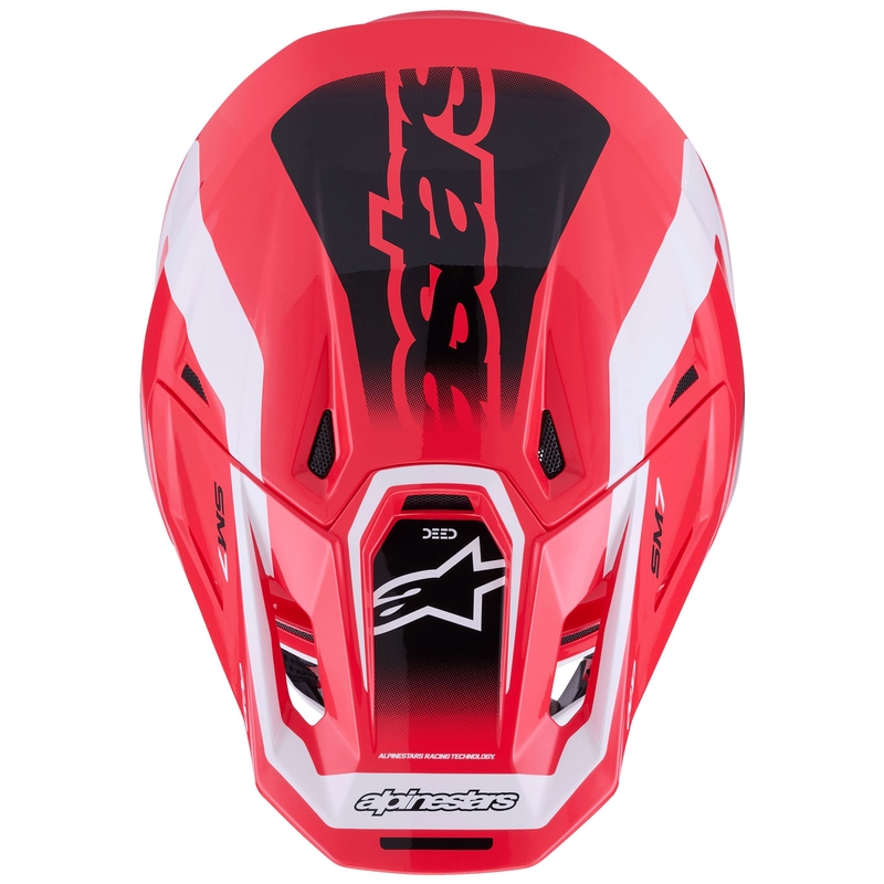 Cască motocross Alpinestars SM7 Deed roșu-negru-alb