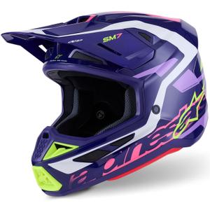 Cască motocross Alpinestars SM7 Deed violet-roz-alb-galben fluo