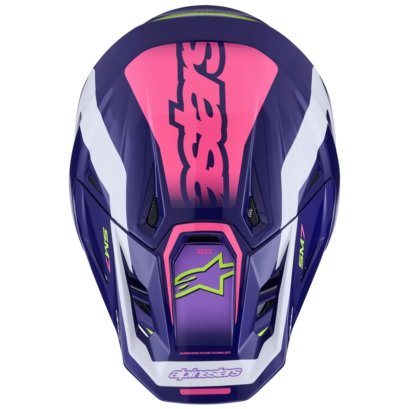 Cască motocross Alpinestars SM7 Deed violet-roz-alb-galben fluo