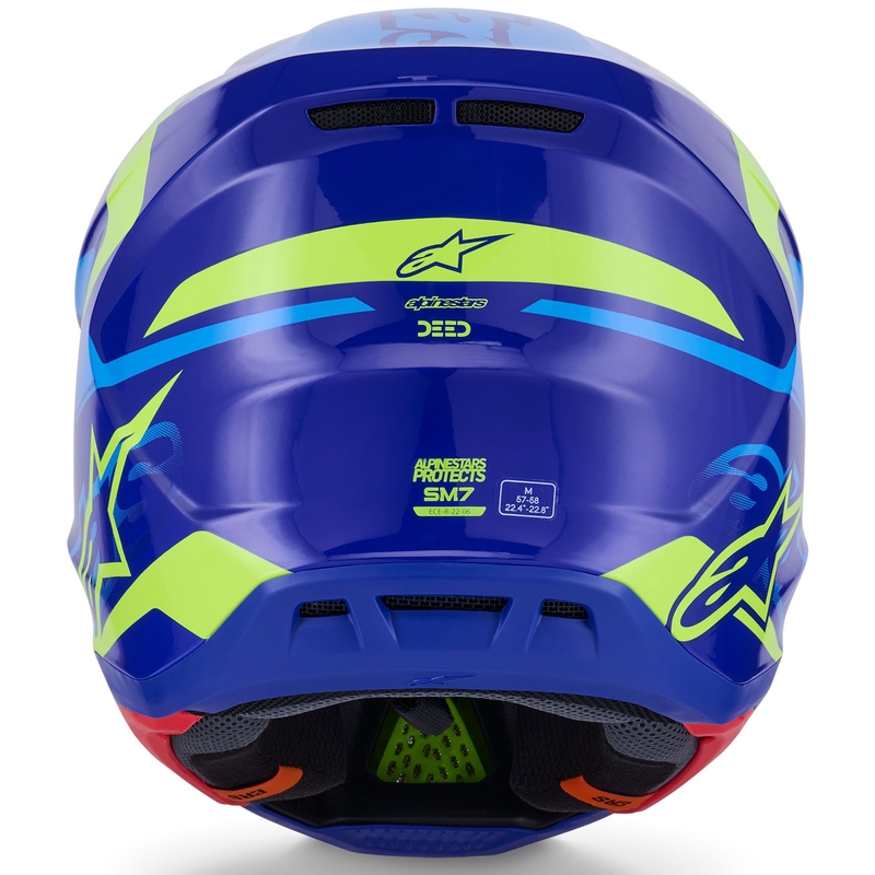 Cască motocross Alpinestars SM7 Deed albastru-galben fluo