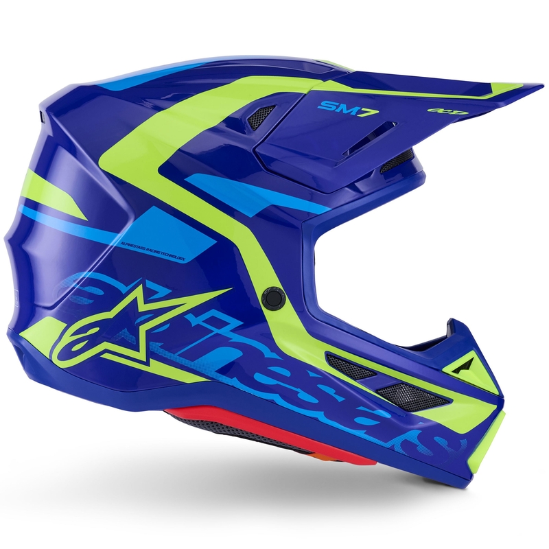 Cască motocross Alpinestars SM7 Deed albastru-galben fluo