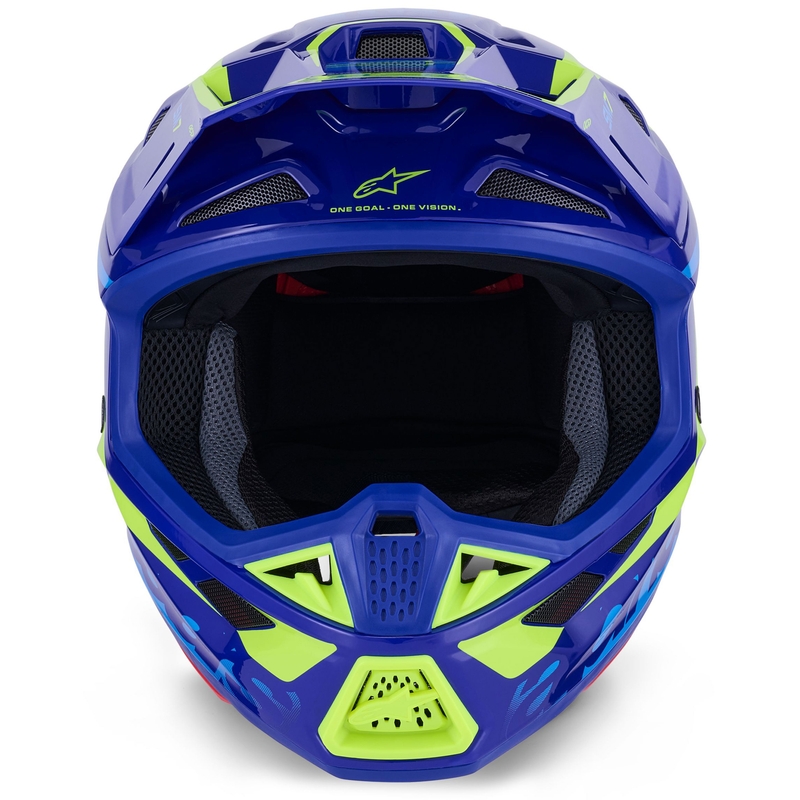 Cască motocross Alpinestars SM7 Deed albastru-galben fluo