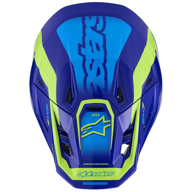 Cască motocross Alpinestars SM7 Deed albastru-galben fluo