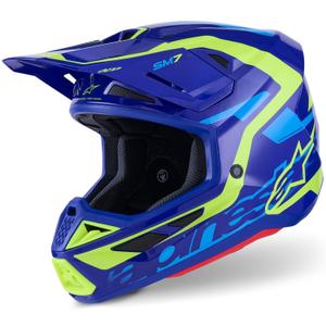 Cască motocross Alpinestars SM7 Deed albastru-galben fluo