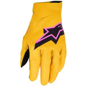Mănuși motocross Alpinestars Supertech MX auriu-negru-roz fluo