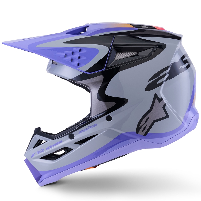 Cască motocross Alpinestars S-M3 JETT LAWRENCE edition gri-violet-negru