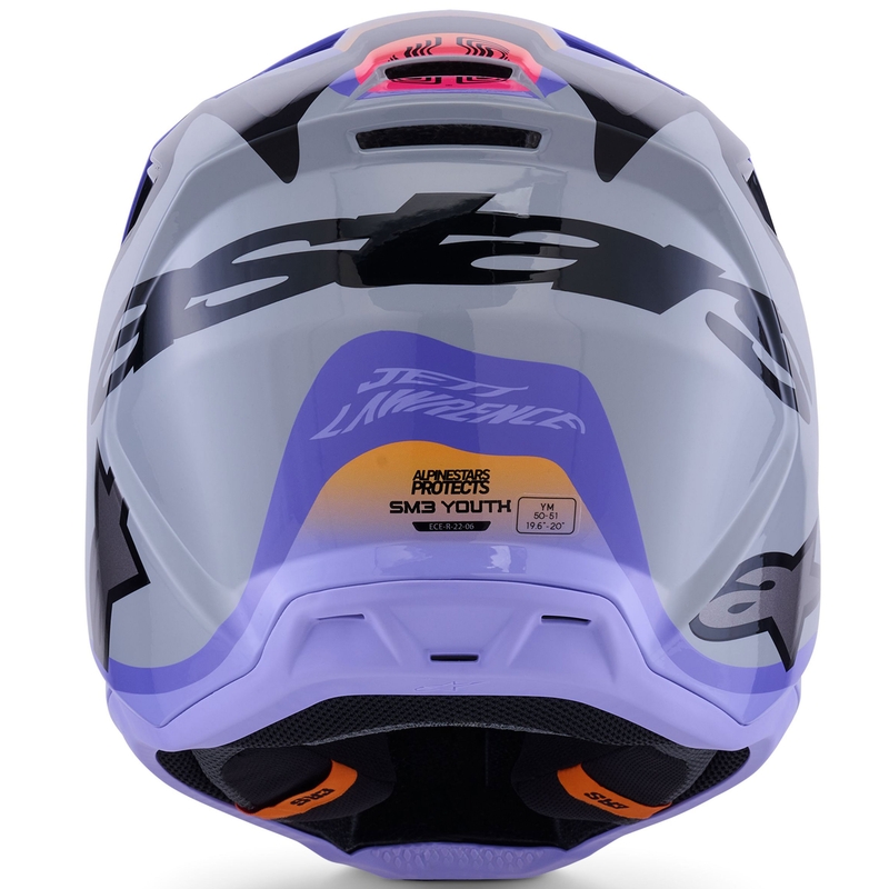 Cască motocross Alpinestars S-M3 JETT LAWRENCE edition gri-violet-negru