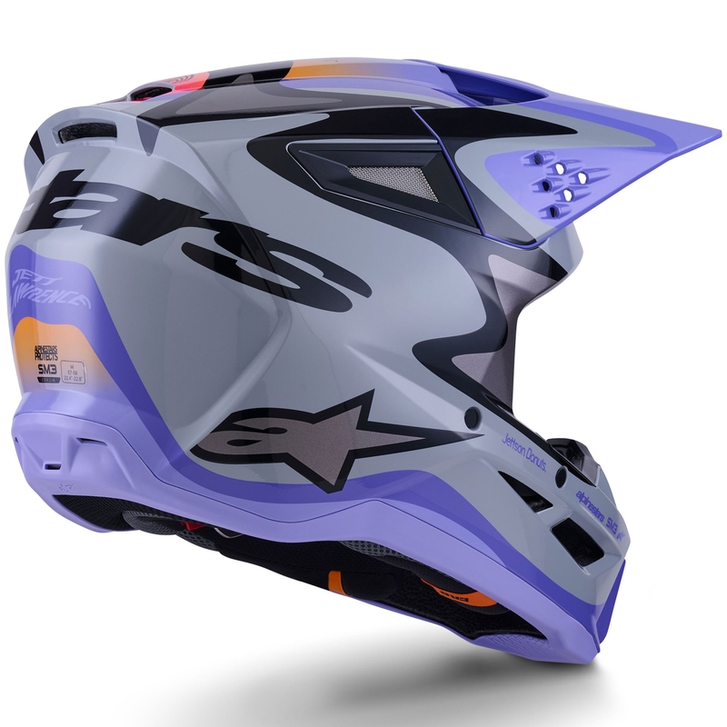 Cască motocross Alpinestars S-M3 JETT LAWRENCE edition gri-violet-negru
