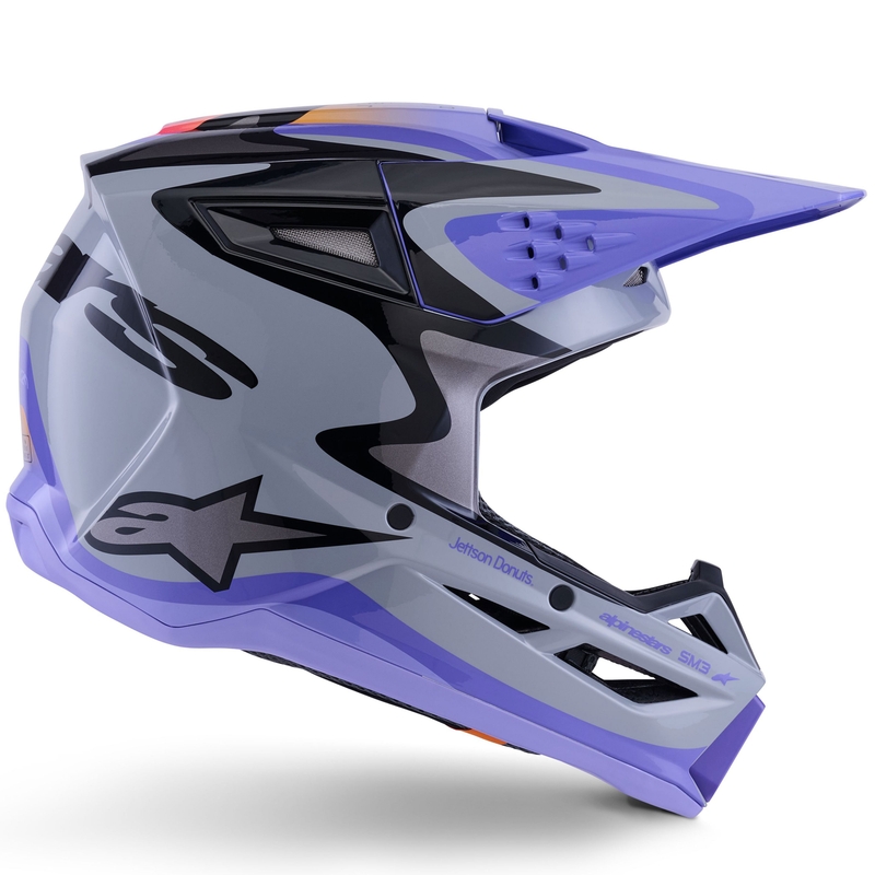 Cască motocross Alpinestars S-M3 JETT LAWRENCE edition gri-violet-negru