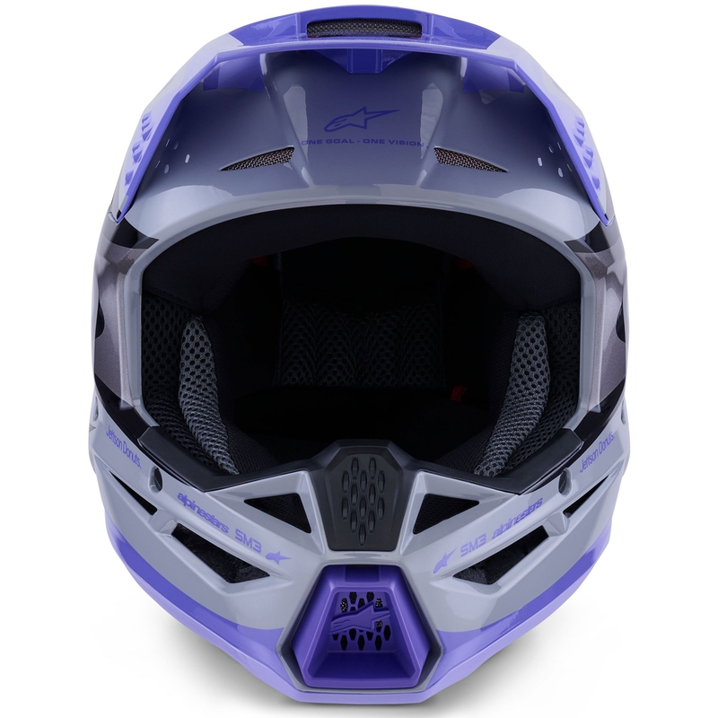Cască motocross Alpinestars S-M3 JETT LAWRENCE edition gri-violet-negru