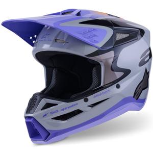 Cască motocross Alpinestars S-M3 JETT LAWRENCE edition gri-violet-negru