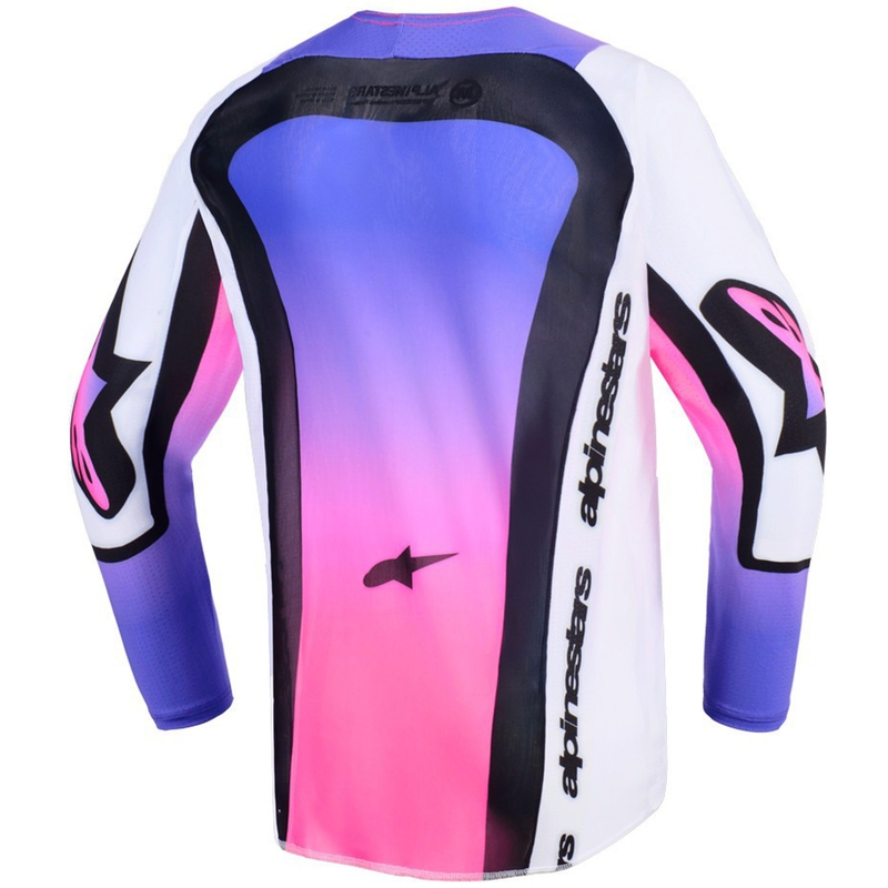 Tricou motocross Alpinestars Supertech Vista pentru copii, alb-violet-negru