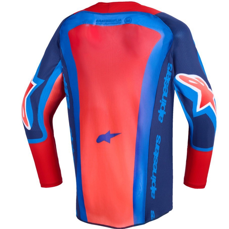 Tricou motocross Alpinestars Supertech Vista pentru copii, albastru închis-coral-cobalt