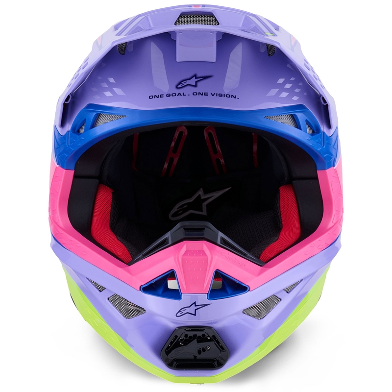 Cască motocross Alpinestars S-M10 JETT LAWRENCE R01 violet-roz fluo-galben fluo