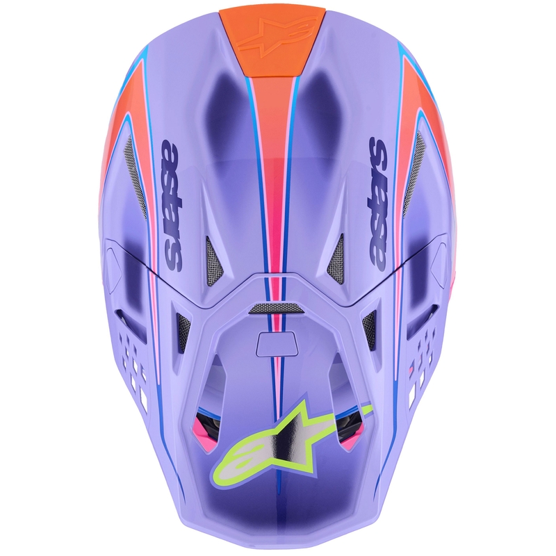 Cască motocross Alpinestars S-M10 JETT LAWRENCE R01 violet-roz fluo-galben fluo