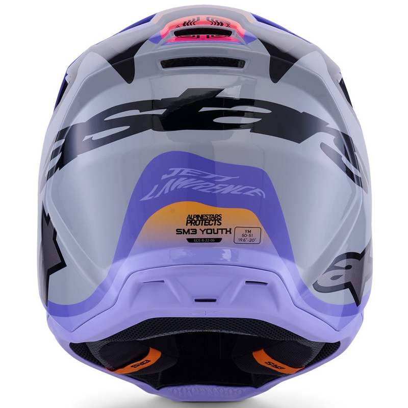 Cască motocross Alpinestars S-M3 JETT LAWRENCE ediție copii gri-violet-negru