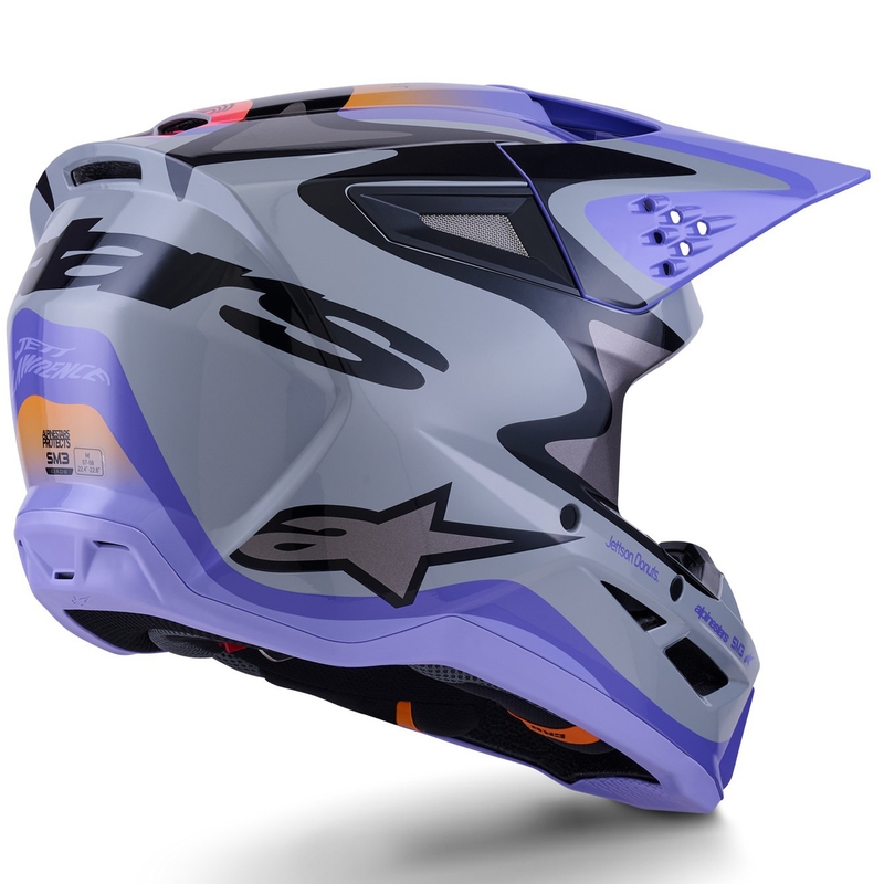 Cască motocross Alpinestars S-M3 JETT LAWRENCE ediție copii gri-violet-negru