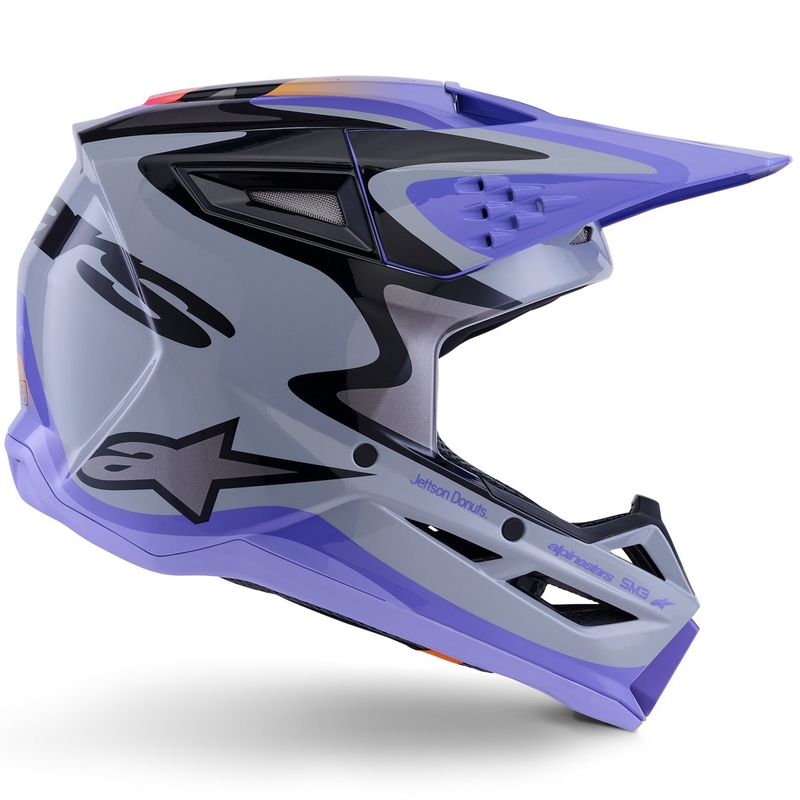 Cască motocross Alpinestars S-M3 JETT LAWRENCE ediție copii gri-violet-negru