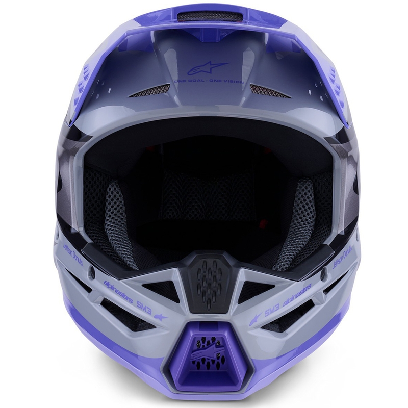 Cască motocross Alpinestars S-M3 JETT LAWRENCE ediție copii gri-violet-negru