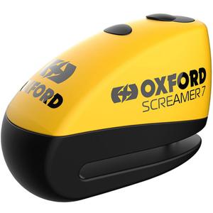 Blocator frână disc Oxford Screamer 7 cu alarmă integrată, galben-negru