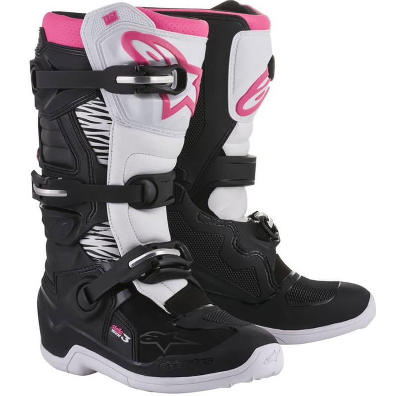 Ghete moto Alpinestars Stella Tech 3 pentru femei, negru-alb-roz