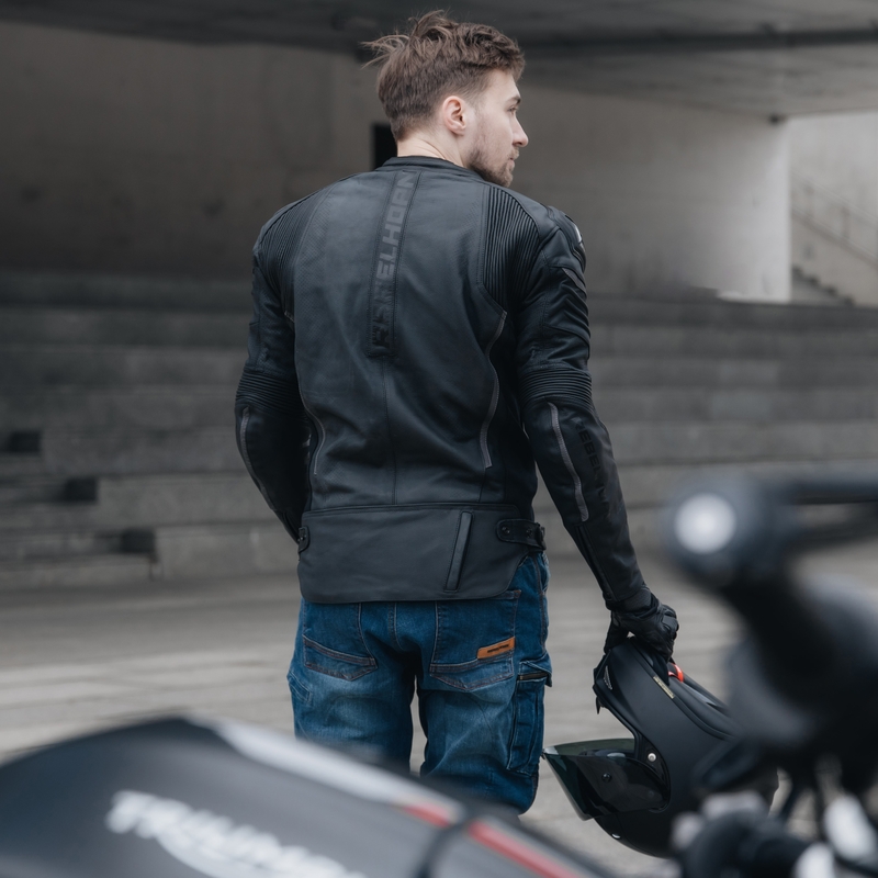 Geacă de motocicletă din piele Rebelhorn Vandal neagră
