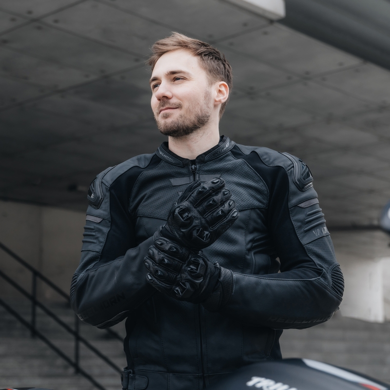 Geacă de motocicletă din piele Rebelhorn Vandal neagră