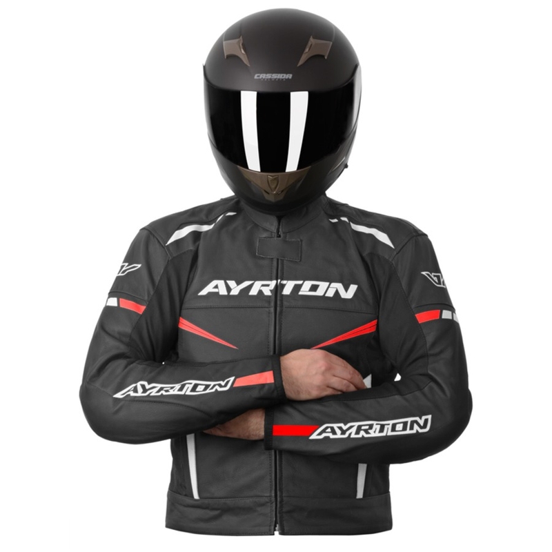 Ayrton Raptor negru-alb-alb-roșu-fluo jacheta de motociclete