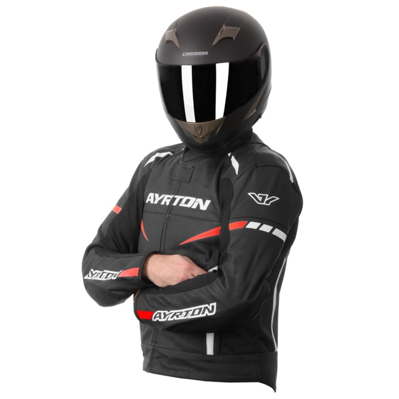 Ayrton Raptor negru-alb-alb-roșu-fluo jacheta de motociclete