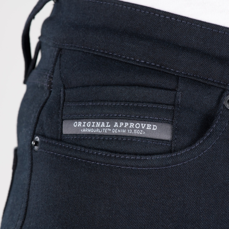Blugi motociclisți OXFORD ORIGINAL APPROVED SUPER STRETCH JEANS AA SLIM FIT albastru indigo