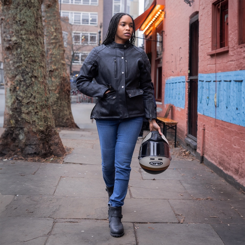 Blugi motociclisți pentru femei OXFORD SOFIA AA Slim albastru deschis