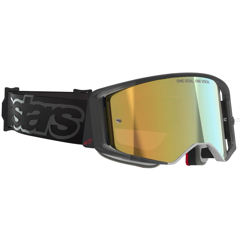 Ochelari motocross Alpinestars Supertech Vision Vista negri cu lentilă aurie oglindită