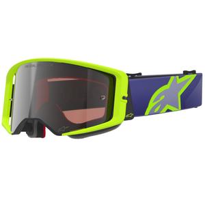 Ochelari motocross Alpinestars Supertech Vision Corp, violet-galben, cu lentilă argintie oglindită