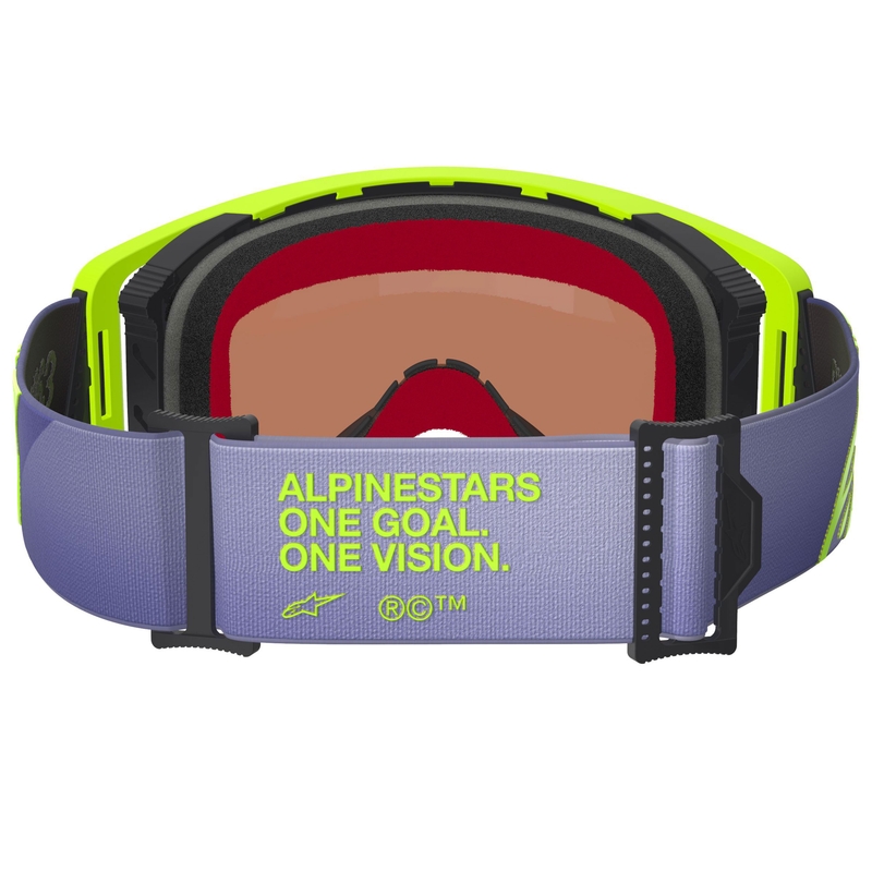 Ochelari motocross Alpinestars Supertech Vision Corp, violet-galben, cu lentilă argintie oglindită