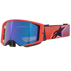 Ochelari de motocross Alpinestars Supertech Vision Corp portocaliu-violet cu lentilă albastră oglindită