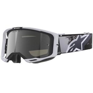 Ochelari motocross Alpinestars Supertech Vision 8 Lahnd alb-negru cu lentilă argintie oglindită