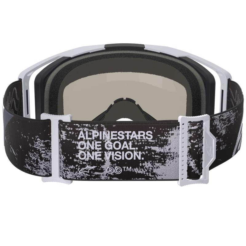 Ochelari motocross Alpinestars Supertech Vision 8 Lahnd alb-negru cu lentilă argintie oglindită