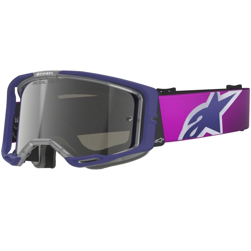 Ochelari motocross Alpinestars Vision 8 Corp violet-transparenti cu lentilă argintie oglindită