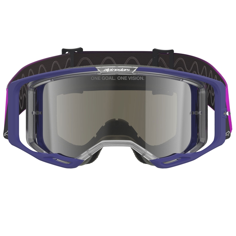 Ochelari motocross Alpinestars Vision 8 Corp violet-transparenti cu lentilă argintie oglindită