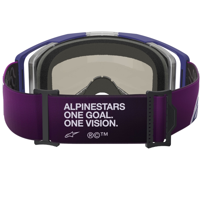 Ochelari motocross Alpinestars Vision 8 Corp violet-transparenti cu lentilă argintie oglindită